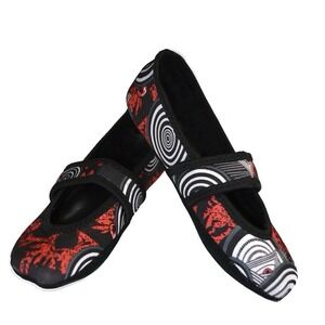 Nufoot Betsy Lou Black Red Eyes Mary Jane Flats Slippers Women's XL 10-12